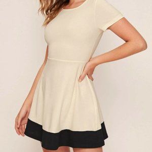 Elegant Beige & Black Dress Size Medium